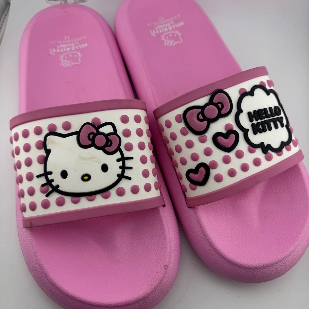 Hello Kitty‎ Slide Sandals Size 11 Pink Excellent Sanrio Character 3D (1946)